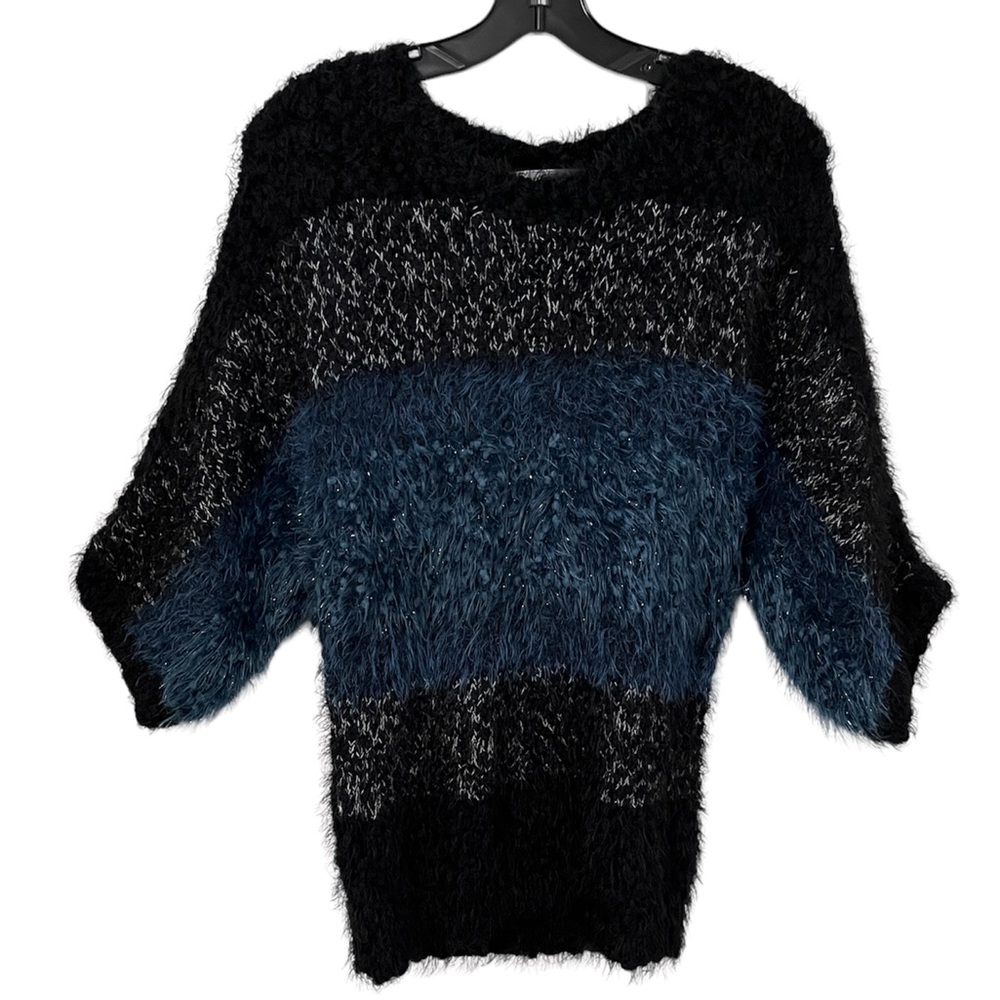 METALLIC  COLOUR BLOCK SHAGGY SWEATER BY PAQUITO